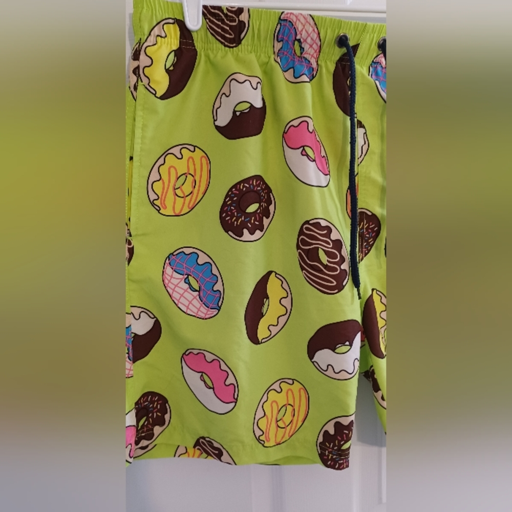 Donut Print Swim Trunks - Green - Picture 4 of 7